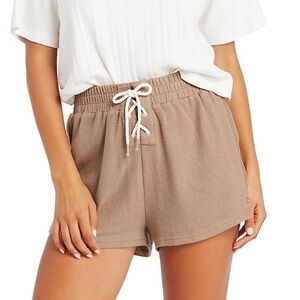 NWT Volcom Lived In Lounge Fleece Drawstring Shorts in Vintage Brown